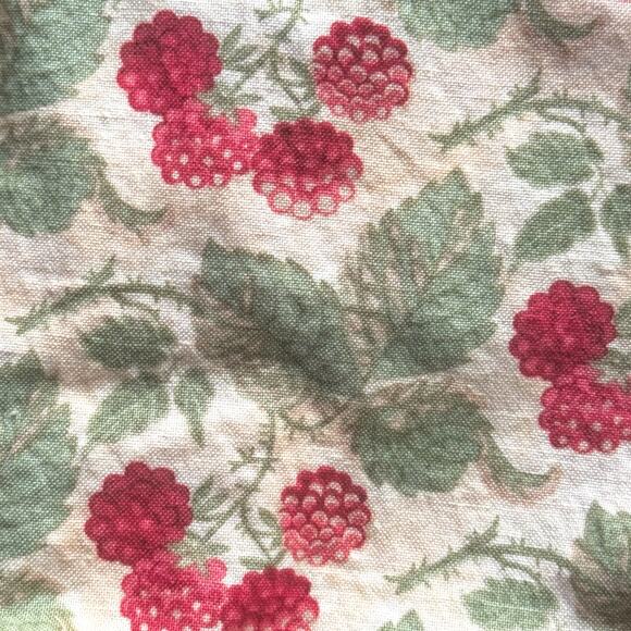 Vintage Fruit Apron Raspberry Kitchen Garden Craft Art Cottagecore Full Leaves - Picture 3 of 7